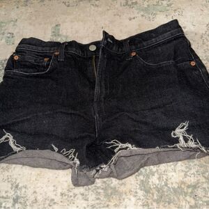 Lucky Brand Black Jean Shorts with Frayed Hem